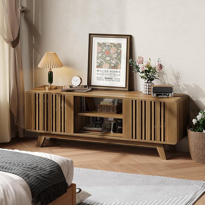 ONBRILL 63-Inch TV Stand for TVs up to 75 Inch, Mid-Century Modern Television - Image 8