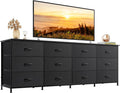 WLIVE 75.5'' Black Dresser for Bedroom, TV Stand for 85, 65 Inch TV, 12 Drawer by WLIVE