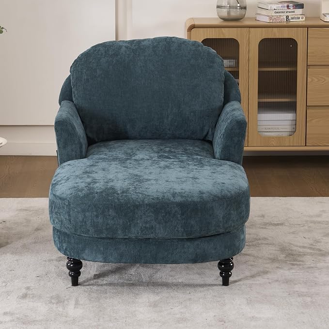 Chaise Lounge Chair Indoor, 59.8" Oversized Couch Reading Chairs, Chenille - Image 8