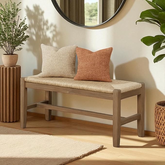 Alaterre Furniture Newport 40 Inch Solid Wood Entryway Bench - Image 2