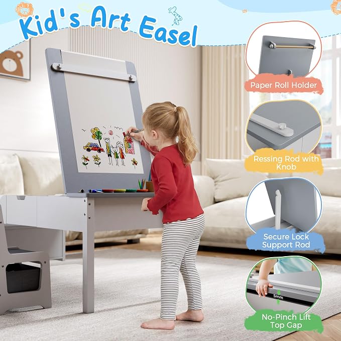 5-in-1 Kids Art Table and Chairs, Toddler Table and Chair Set, Craft Play Desk - Image 4
