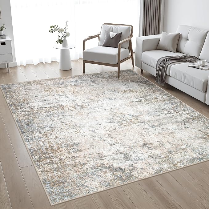 5x5 Area Rug Living Room Rug: Washable Modern Abstract Soft Thin Rug Indoor - Image 2