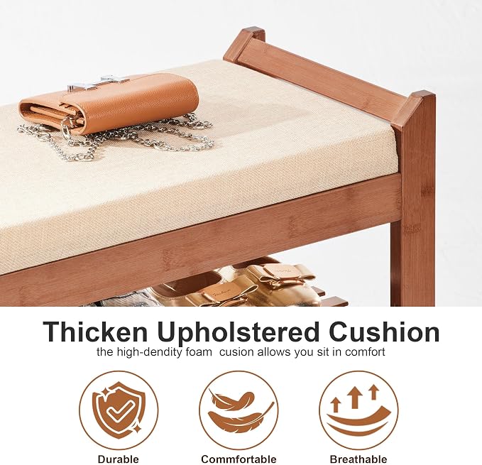 PETKABOO Shoe Rack Bench with Cushion 39.4“, Shoe Rack - Image 4