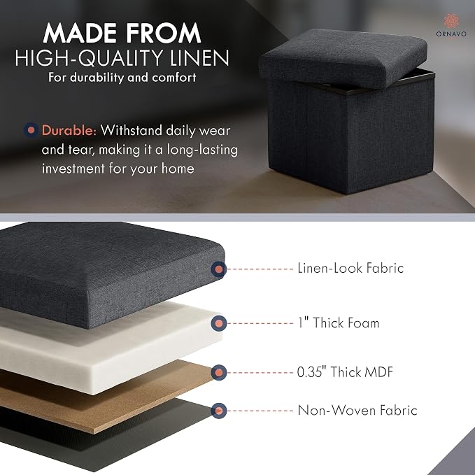 Ornavo Home Small Storage Ottoman, - Image 4