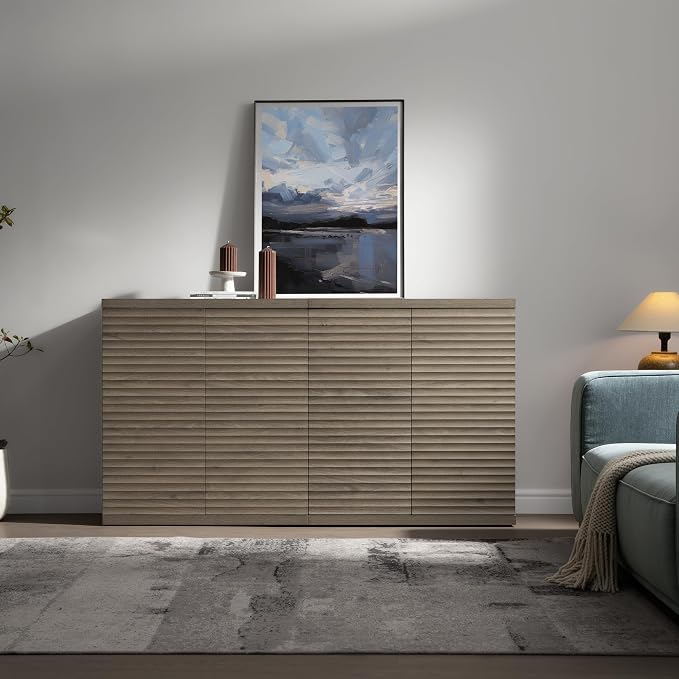 SICOTAS Buffet Cabinet with Storage Accent Sideboard Modern Credenza with Doors - Image 2
