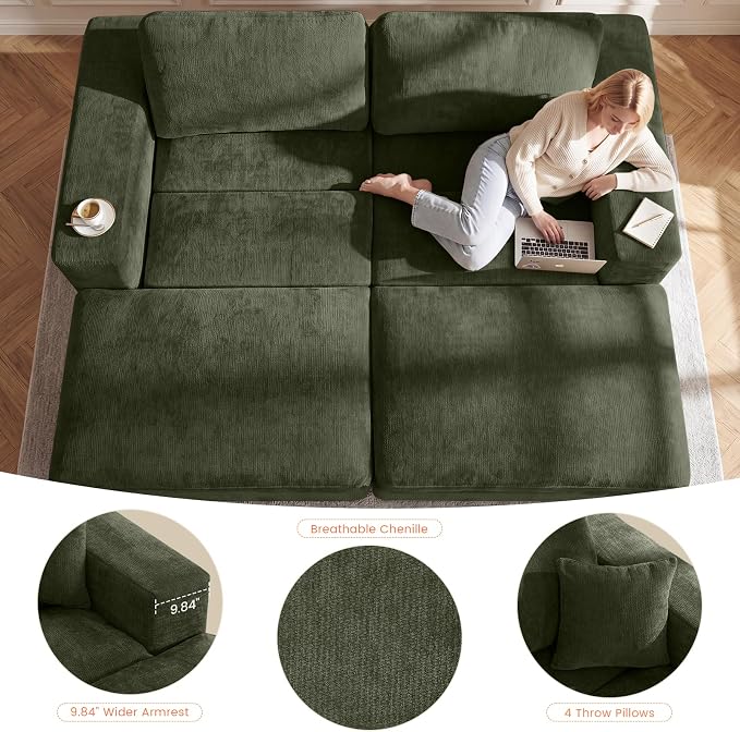 80.7" Oversized Double Chaise Lounge Chair Indoor, Cloud Boneless Sleeper Sofa - Image 7