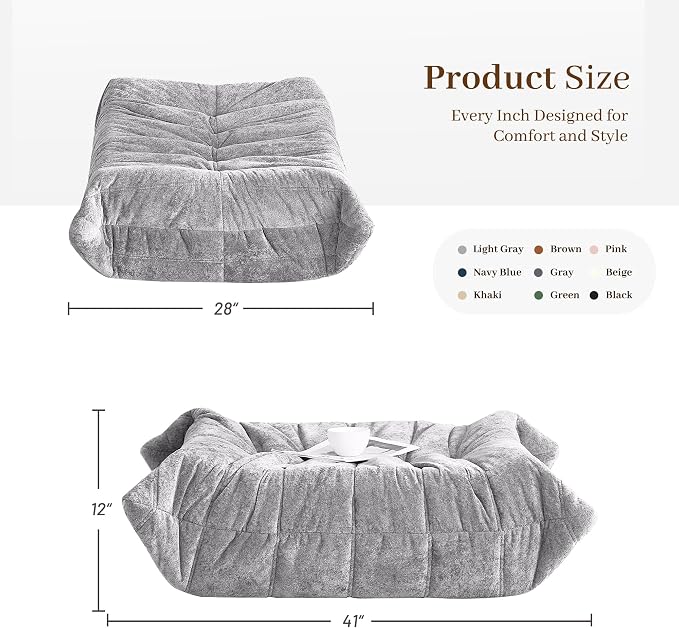 Bean Bag Ottoman, Memory Foam Lazy Bean Bag Sofa, Fireside Chair Foot Rest - Image 3
