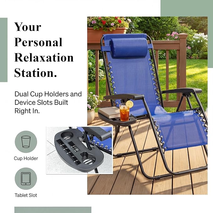 Devoko Padded Zero Gravity Chair, Foldable Anti Gravity Recliner - Image 6
