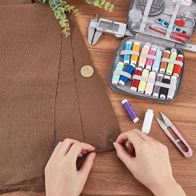 59.06 Inch Coffee Brown Needlework Fabric Natural Cotton Linen Cloth Quilting - Image 3