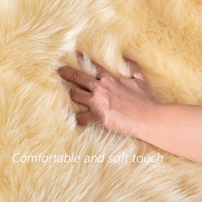 Latepis Boho Area Rugs 5x7 Plush Yellow Fluffy Rugs Shag Washable Faux Fur - Image 4