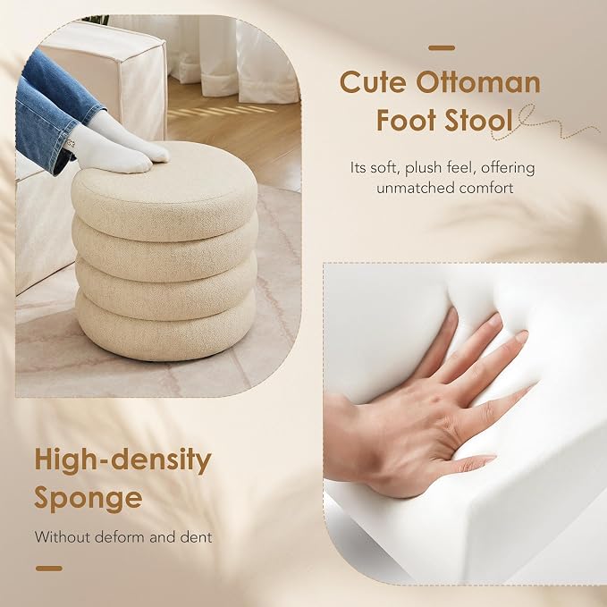 Flouki 19.5" Storage Ottoman Round, Vanity Stools - Image 5