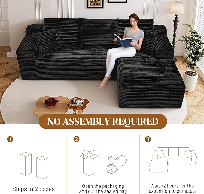 108" L Shaped Boneless Sectional Couches - Image 4