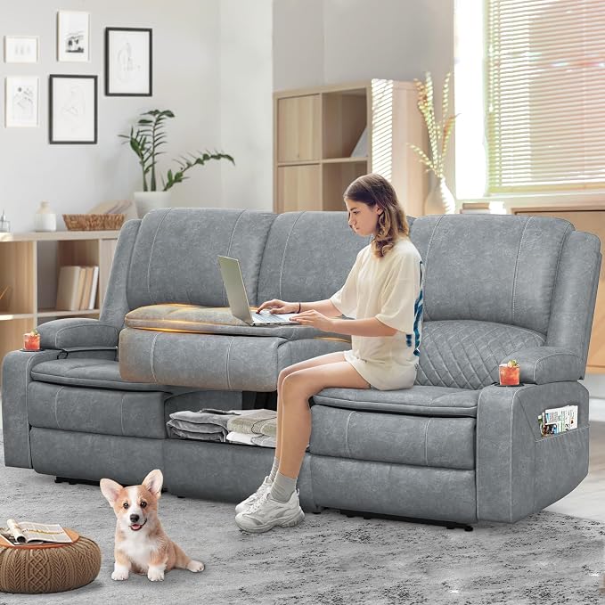 Yolsali 3-Seater Recliner Sofa, Manual Reclining Couch by SavortheHappyMoments