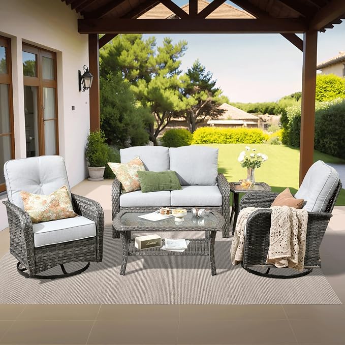 ovios 5-Piece Patio Furniture Set, Outdoor Wicker Sofa by OVIOS