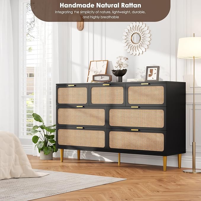GarveeHome Rattan 7 Drawer Dressers - Image 7