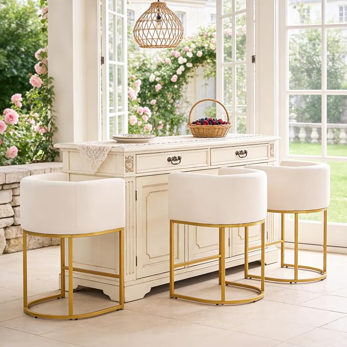 ClinQ 26" H Counter Height Bar Stools Set of 2, Modern Barrel Counter Stools - Image 6