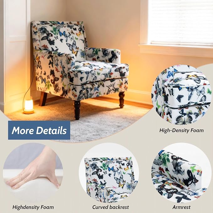 Butterfly Accent Chair, Floral Print Armchair - Image 5