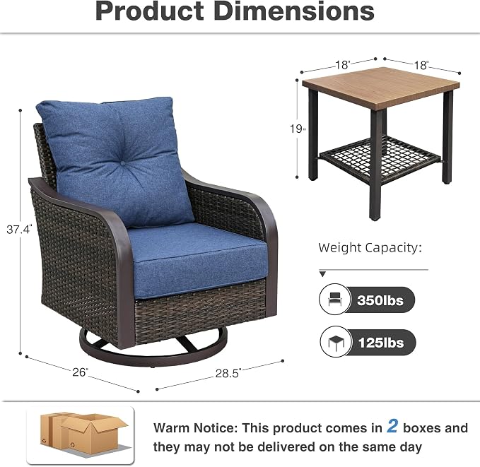 Outdoor Swivel Rocker Chairs, Wicker Swivel Rocking Chairs - Image 2