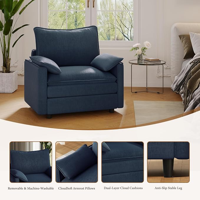 Vesgantti 40" Single Seat Sofa, Comfy Cloud Couch Deep Seat Upholstered Couch - Image 5