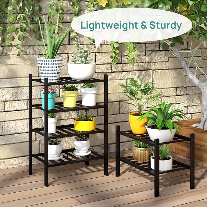 viewcare Black Small Shoe Rack for Entryway, 4-Tier Bamboo Shoe Organizer for - Image 6