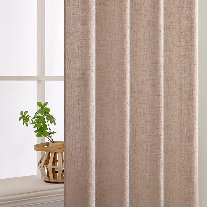 MIULEE Natural Beige Linen Curtains 63 Inch Length 2 Panels - Image 5