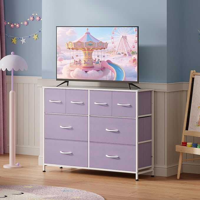 WLIVE Dresser for Bedroom with 8 Drawers, Wide Fabric Dresser for Storage and - Image 2
