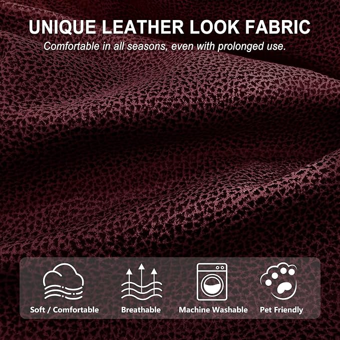 ANARACHON Leather Look Recliner Chair Covers, 4-Pieces Stretch Recliner Cover - Image 4