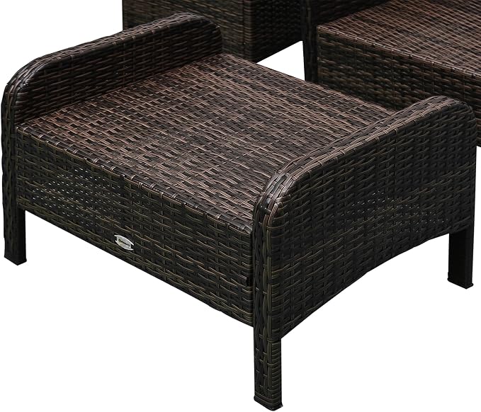 Outsunny 5 Pieces Rattan Wicker Lounge Chair Outdoor Patio Conversation Set - Image 8
