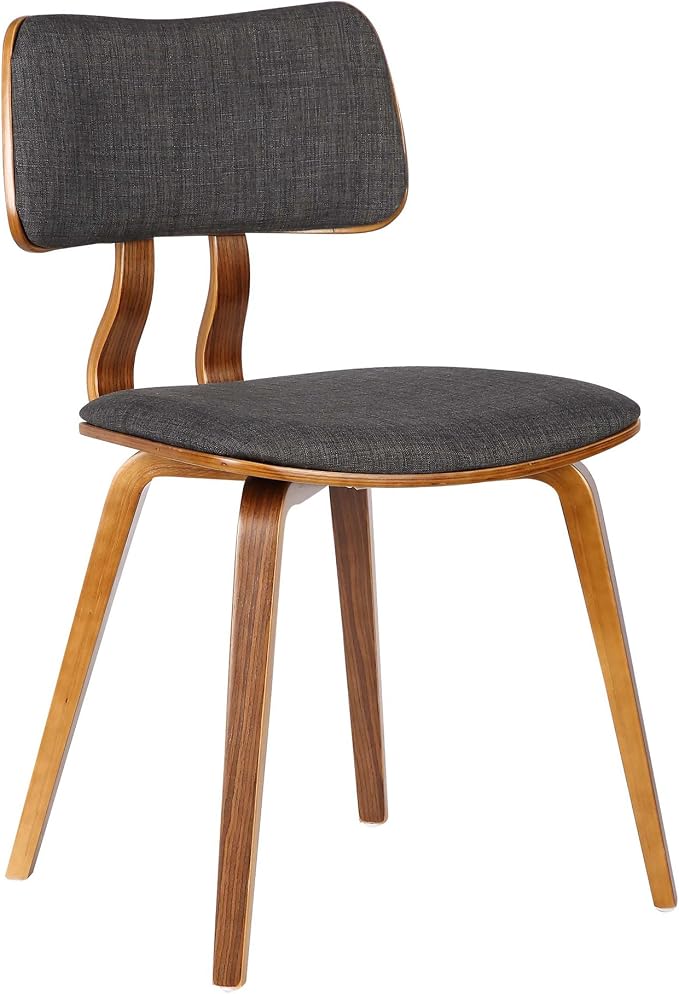 Armen Living Jaguar Mid-Century Dining Chair in Walnut Wood and Charcoal Fabric - Image 6
