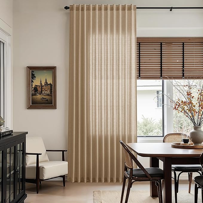Sand Beige Linen 112 Inch Curtains - Image 6