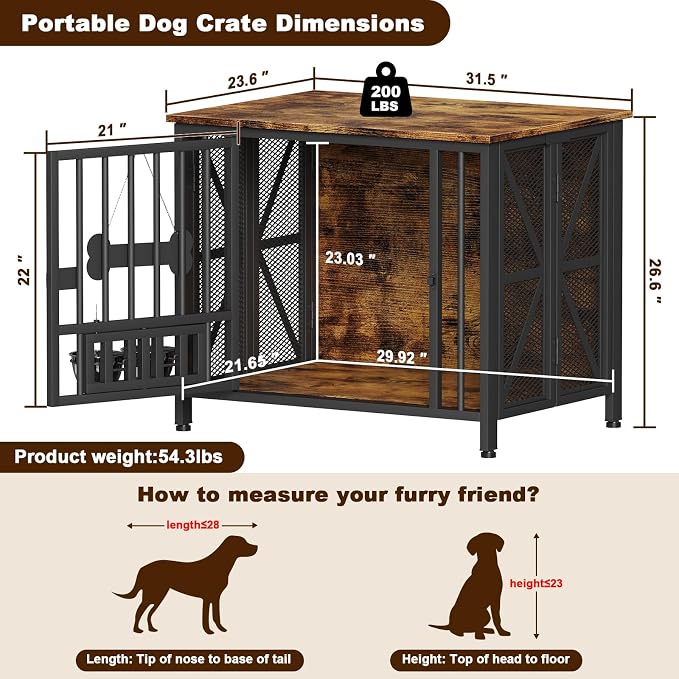 Easycom Dog Crate Furniture, 31.5" Assembly-Free Dog Crates - Image 7