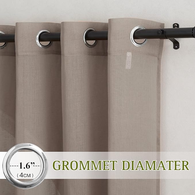 NICETOWN Sheer Linen Curtains for Windows 84 inch Length, Grommet Semi Balance - Image 2