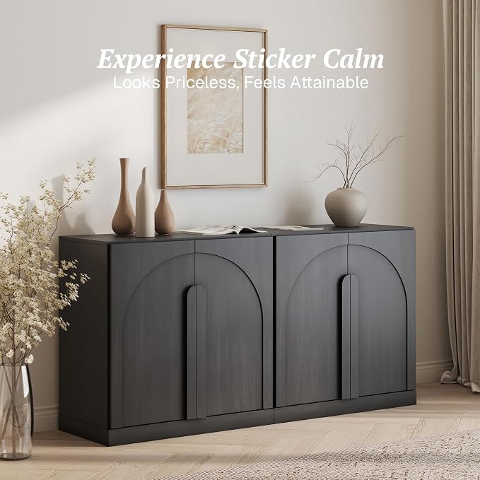 BELLEZE Set of 2 Modern Buffet Cabinets-Large Sideboard Credenza - Image 4