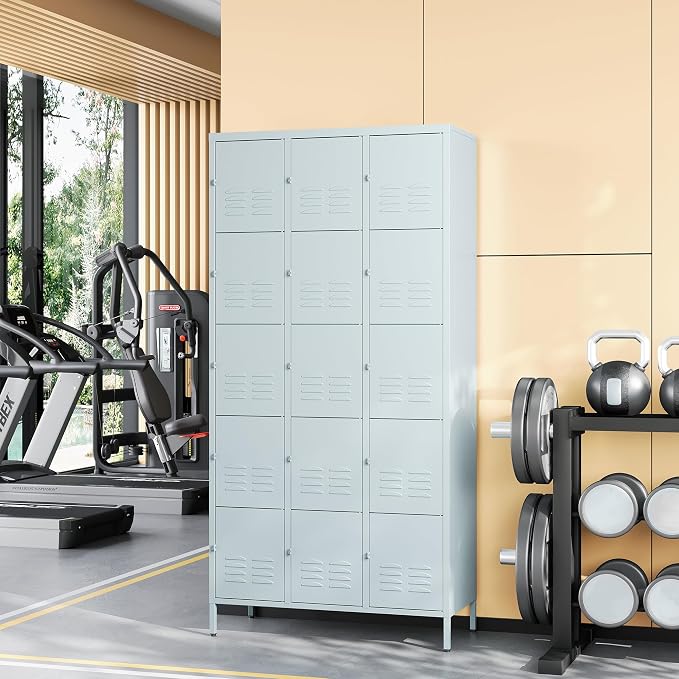 Metal Locker with 15 Doors Employees Locker, Metal Storage Locker with Hooks - Image 5