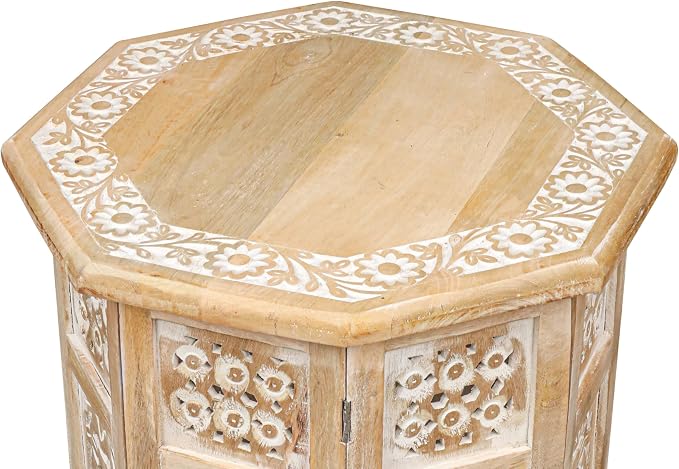 Side Tables– Hand Carved Vintage Boho Folding End Tables - Image 4