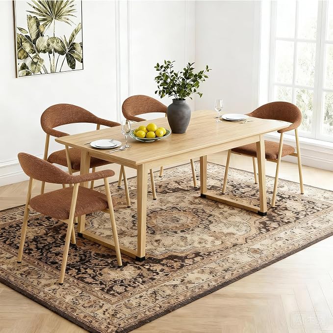 DUMOS Dining Chairs Set of 4, Linen Fabric Upholstered Kitchen Side Chairs - Image 7