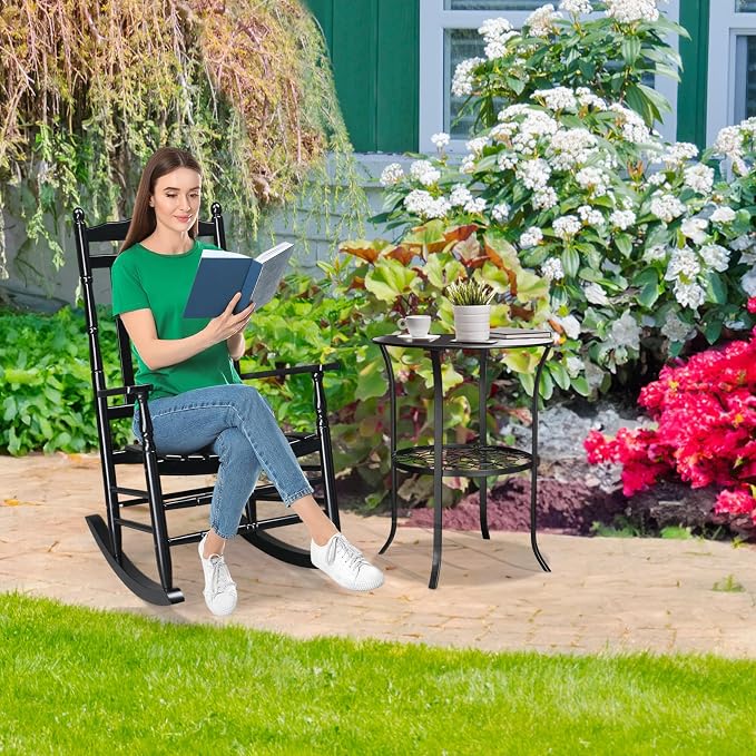 VINGLI Wooden Rocking Chair Outdoor, Patio Rockers - Image 7