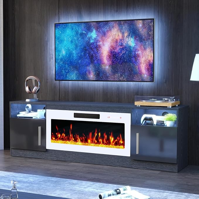 PRETZI Fireplace TV Stand with 36" Fireplace Up to 80" TVs, Remote Control by PRETZI