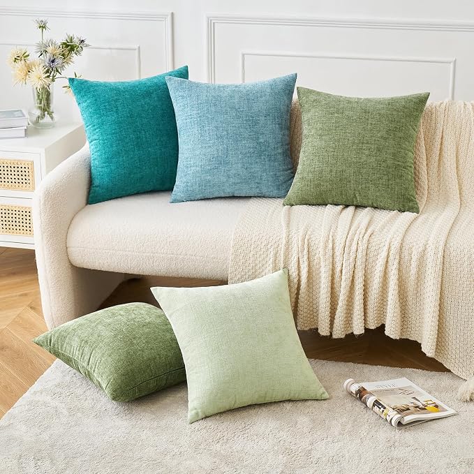 MIULEE Pack of 2 Couch Throw Pillow Covers 26x26 Inch Soft Teal Chenille Pillow - Image 8