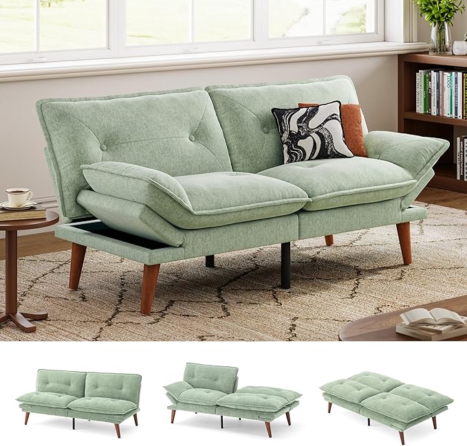 LINSY HOME Futon Sofa Bed, 3 in 1 Convertible Comfy Loveseat Sleeper Sofa Bed by LINSYHOME