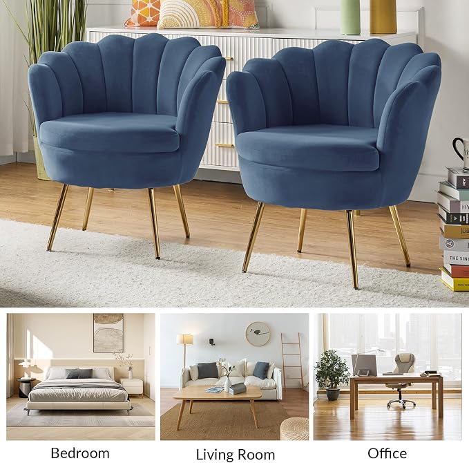 HULALA HOME Modern Velvet Accent Chairs Set of 2 - Image 6