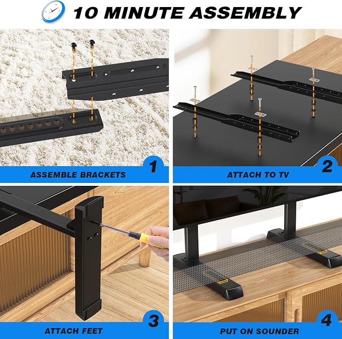 Rfiver Table Top TV Stand with Height Adjustable TV Legs, TV Stands Base with - Image 9
