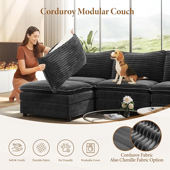 Vesgantti 108" Sectional Sleeper Sofa, 6-Seater Oversized Modular Cloud Couch - Image 6