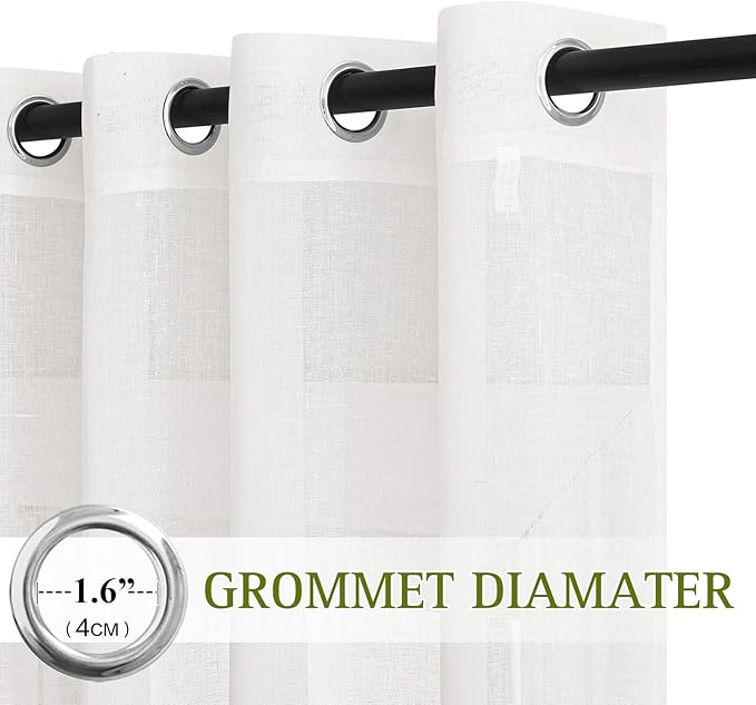 NICETOWN 45 inch Long Rich Linen Curtains Flax Texture, Grommet Top Rustic - Image 2