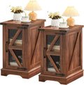 Joaxswe Narrow Night Stand Set 2, Farmhouse Side End Table by Joaxswe