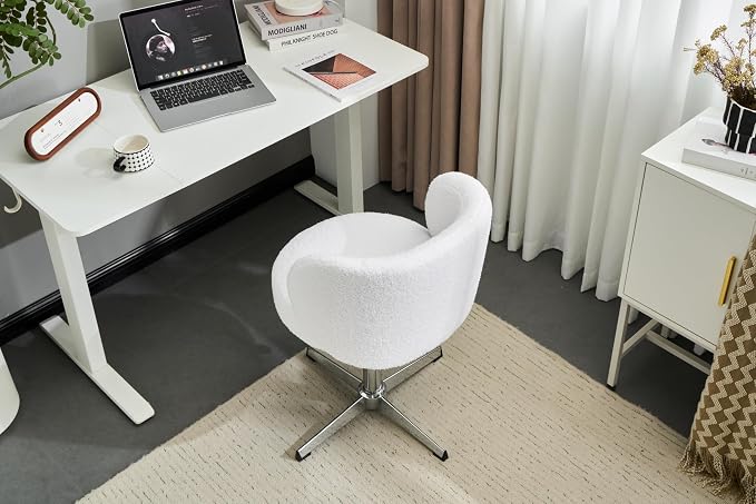 VINGLI Cute Small Swivel Desk Chair Comfy no Wheels, Ergonomic Low-Back Lumbar - Image 6