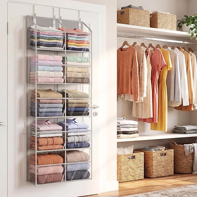 Over the Door Organizer 5 Tiers, Extra Large Behind Door Storage of 10 - Image 2