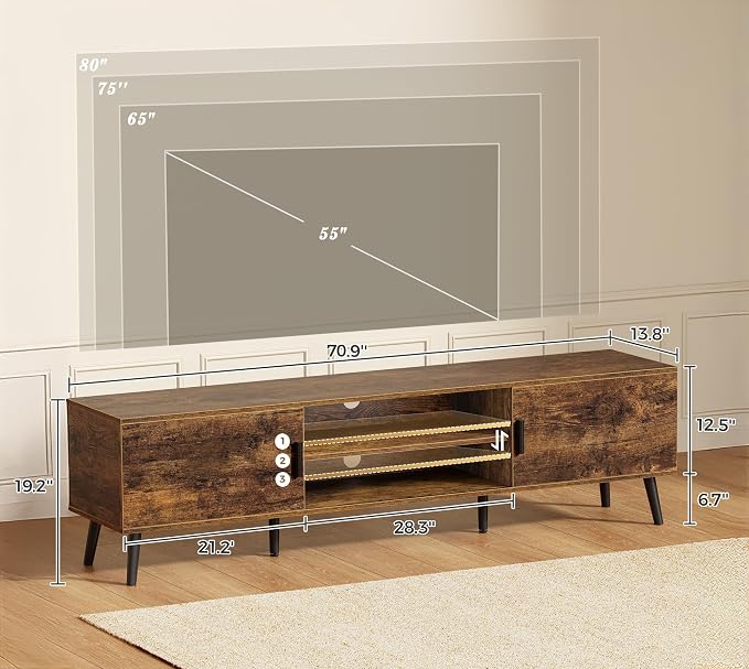 SUPERJARE 70.9 Inch TV Stand for 65, 75 Inch TV, Entertainment Center - Image 3