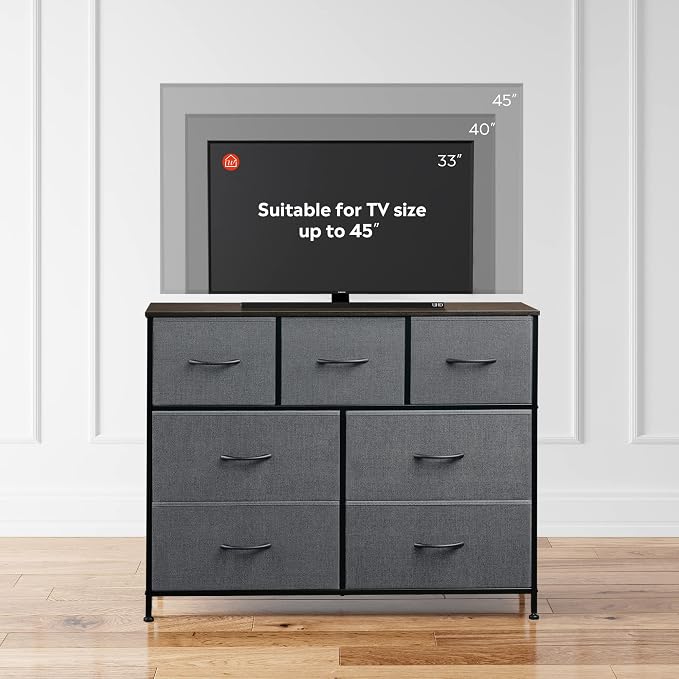 WLIVE 7 Drawer Dresser TV Stand, Entertainment Center, Media Console Table - Image 6