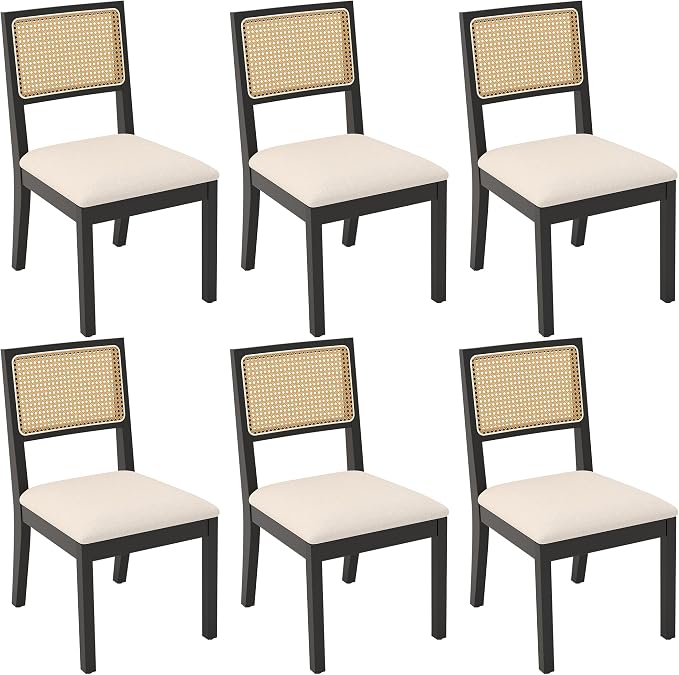 Westice Rattan Dining Chairs Set of 6, Farmhouse Natural Dining Room Chairs by ChairsforHomeLivingRoom